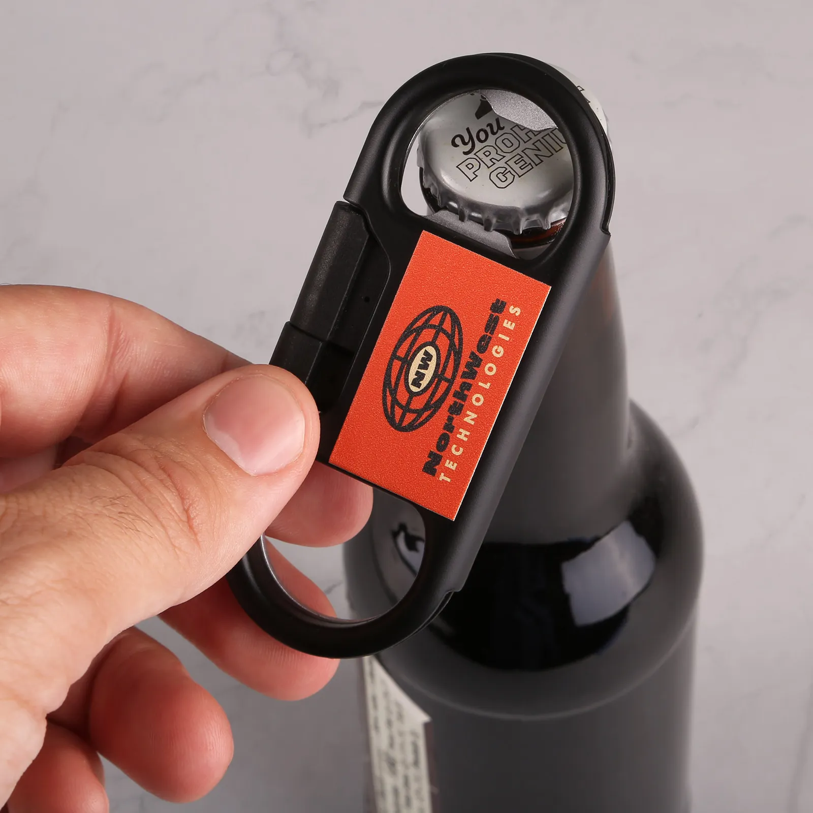 Keychain Charging Cable Recycled Aluminum Bottle Opener - product view 3