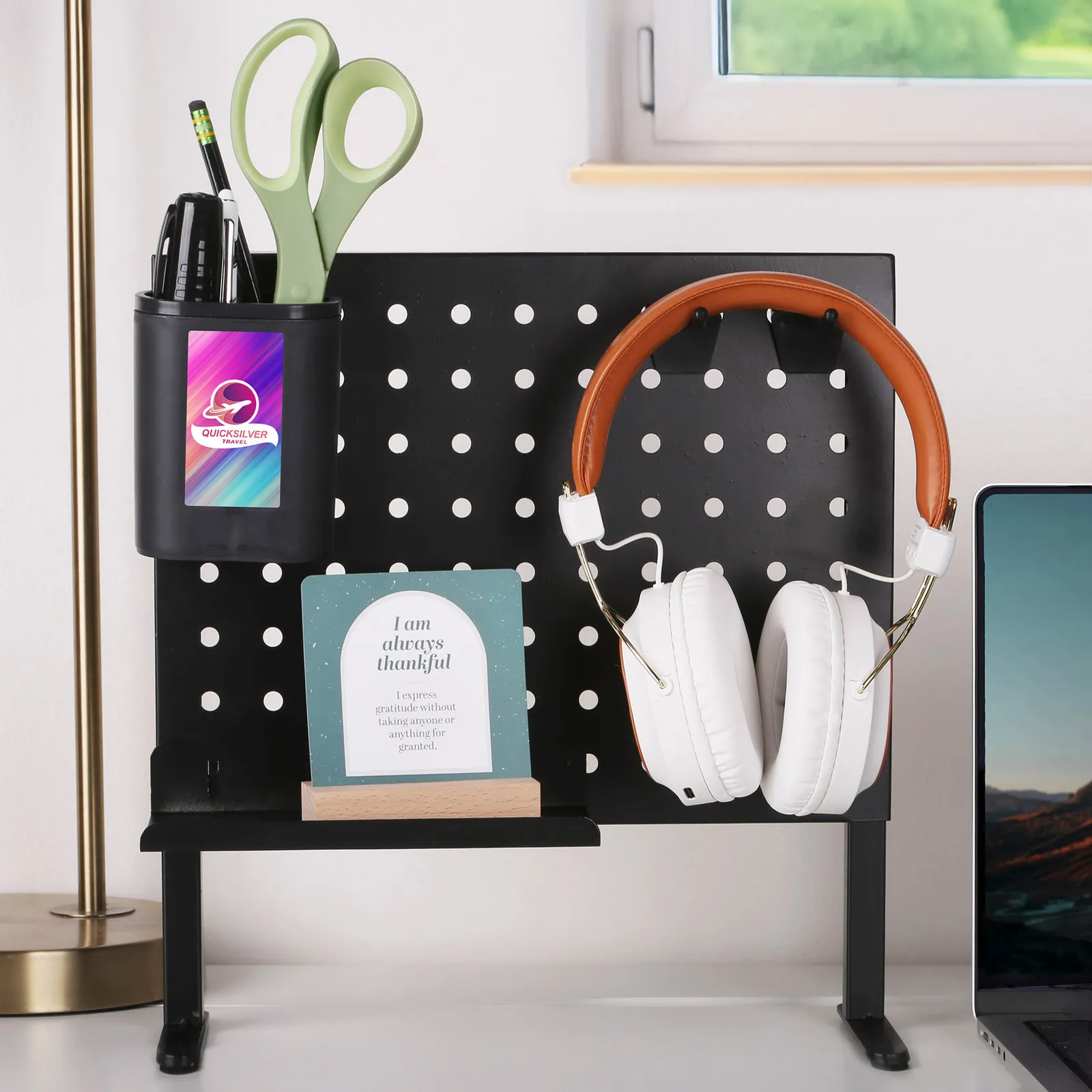 Desktop Pegboard Organizer Black Metal - 12 x 9 in - product view 2