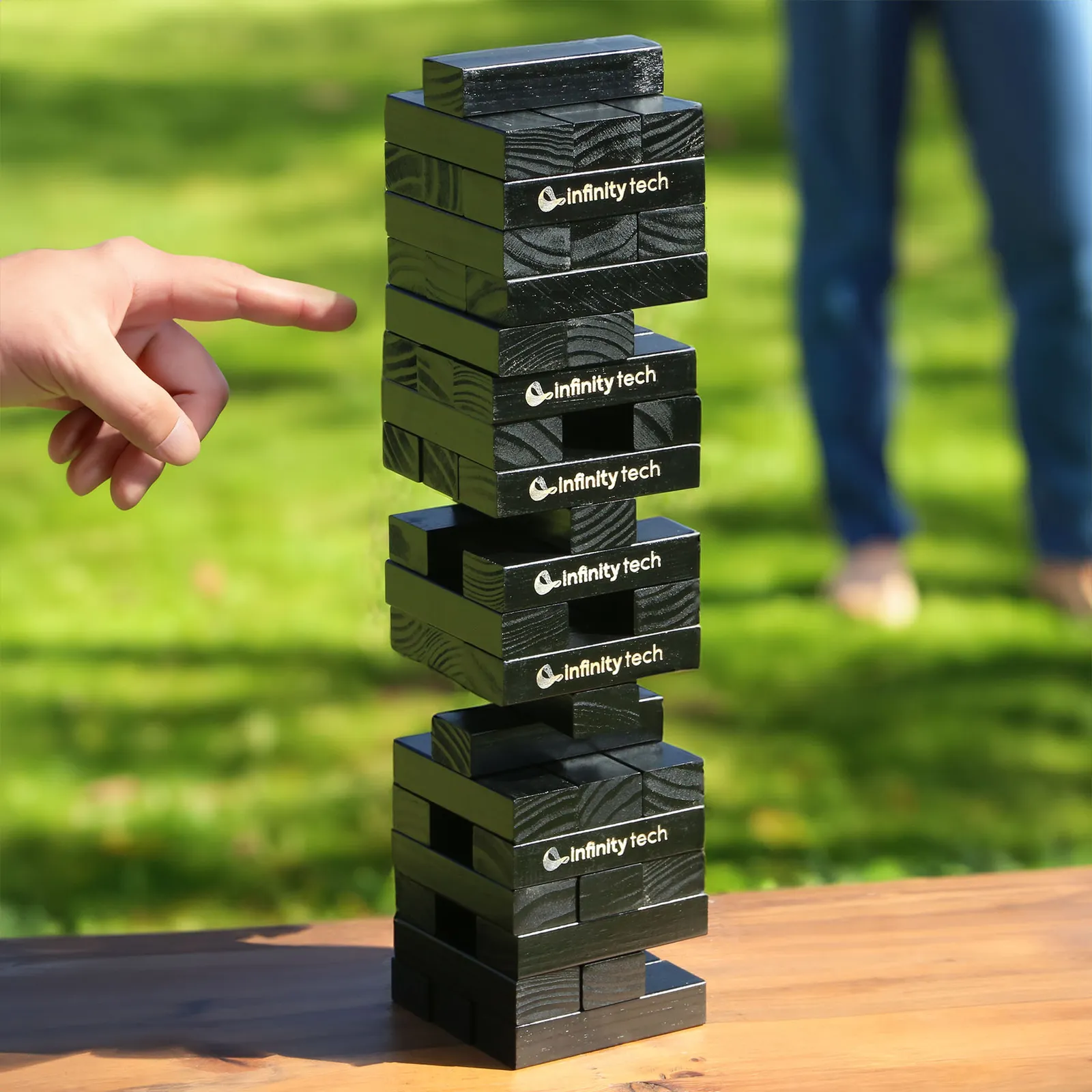 Tumble Tower Game Large Black Wooden Blocks - 16.3 x 4.9 in