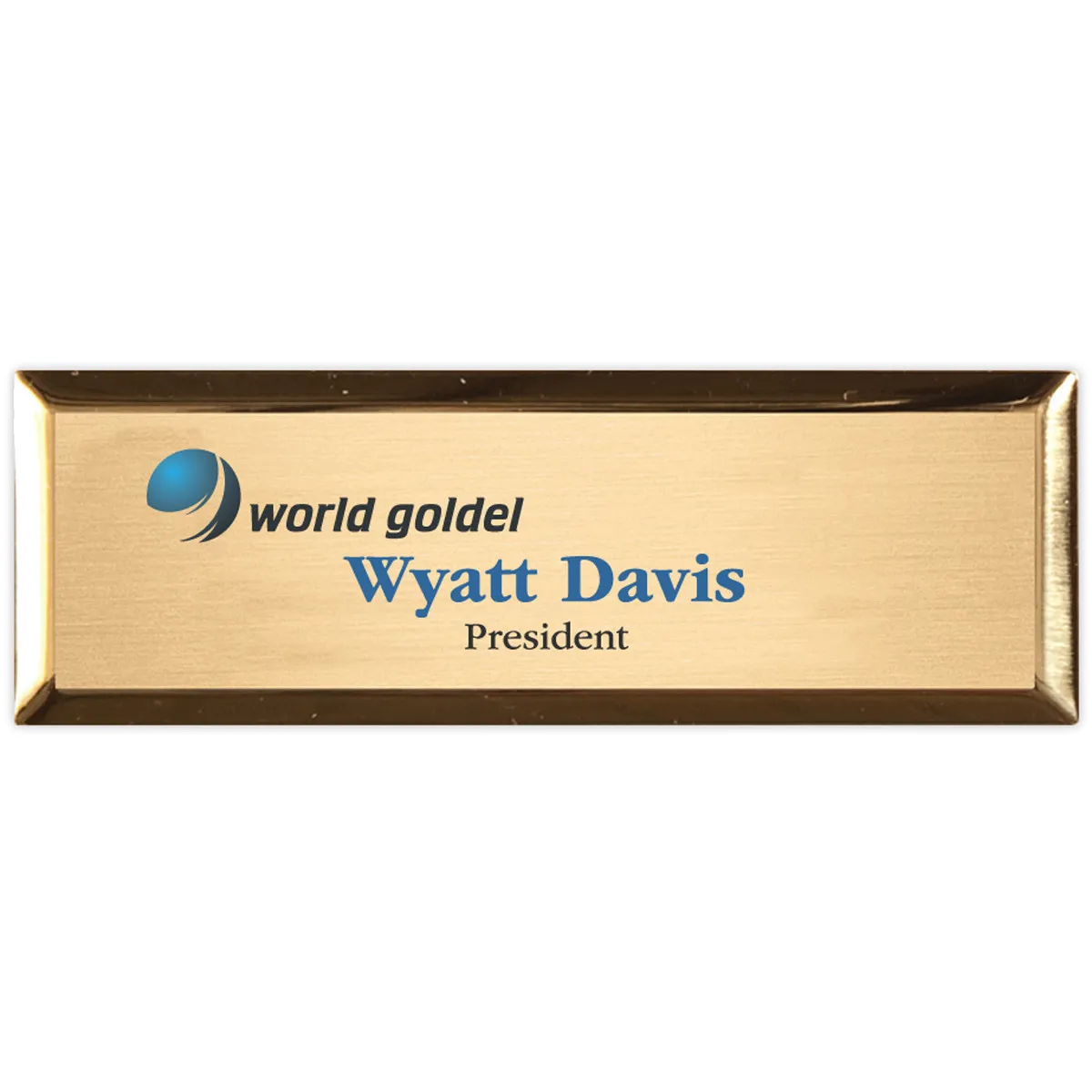 Name Badge Executive Aluminum Framed Full Color - 1 x 3 in