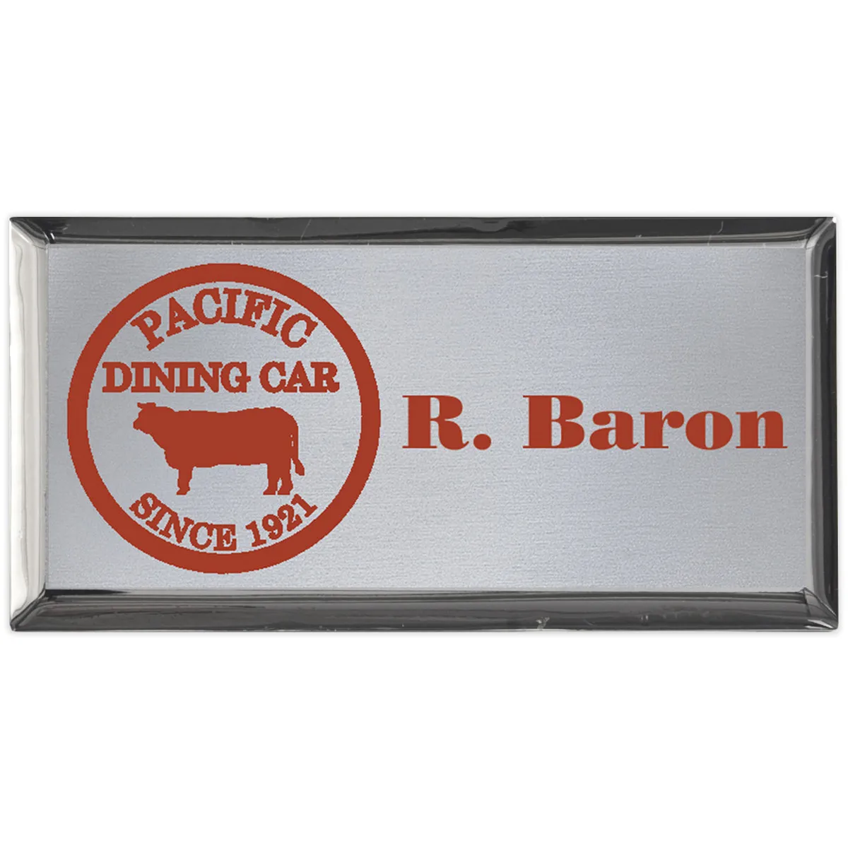 Name Badge Executive Aluminum Framed Full Color - 1.5 x 3 in