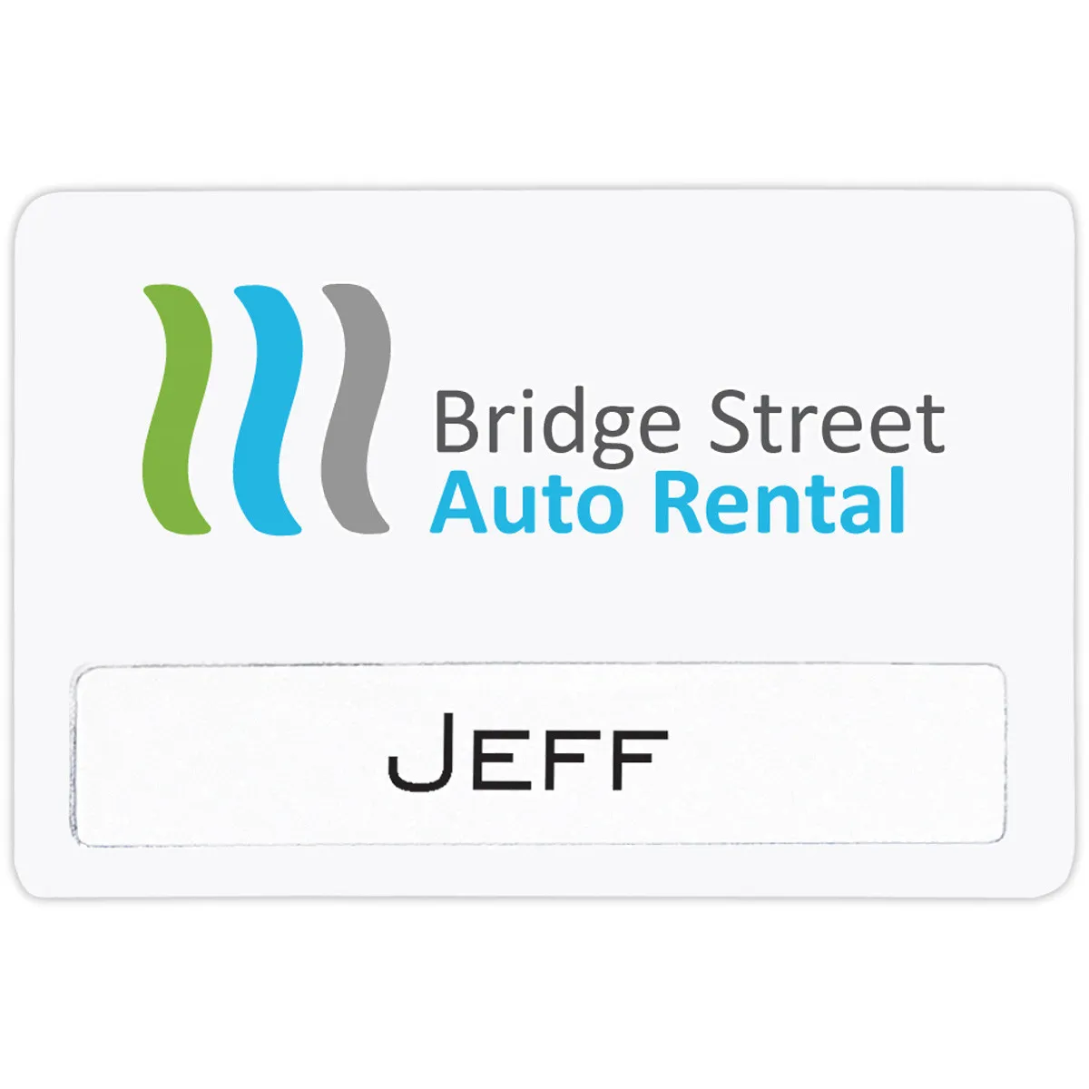 Reusable Name Badge with White Plastic - 3 x 2 in