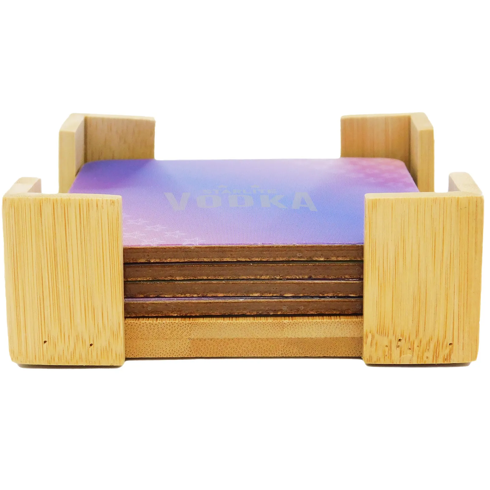 Lenticular Coaster Set with Bamboo Stand (4 Pack) - product view 2
