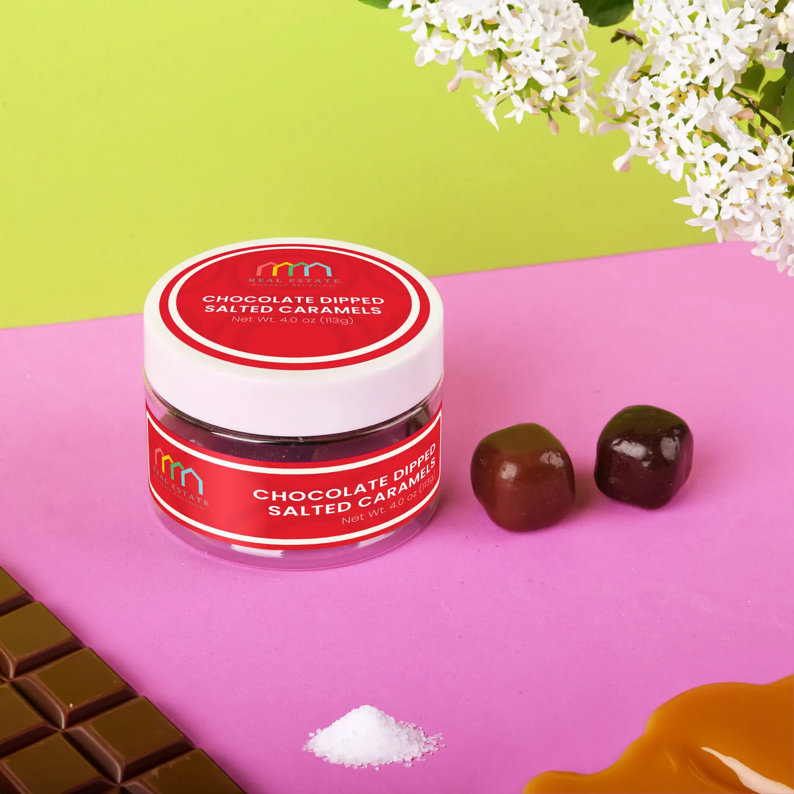 Chocolate Dipped Salted Caramels Jar - 4 oz