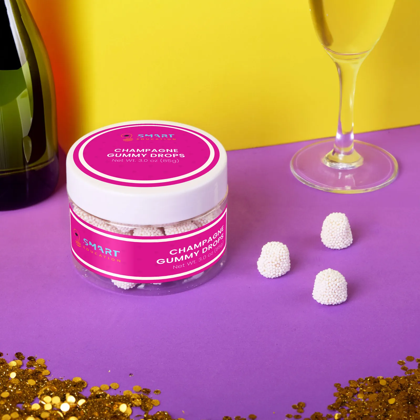Champagne Flavored Gummy Drops Small Jar - 3 oz
