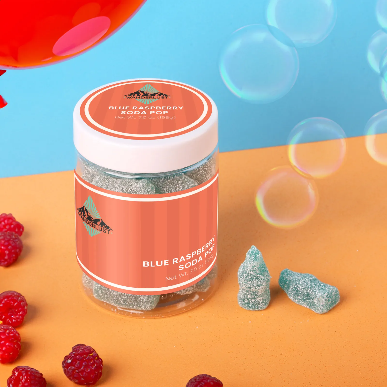 Gummy Candy Blue Raspberry Soda Bottles - 7 oz