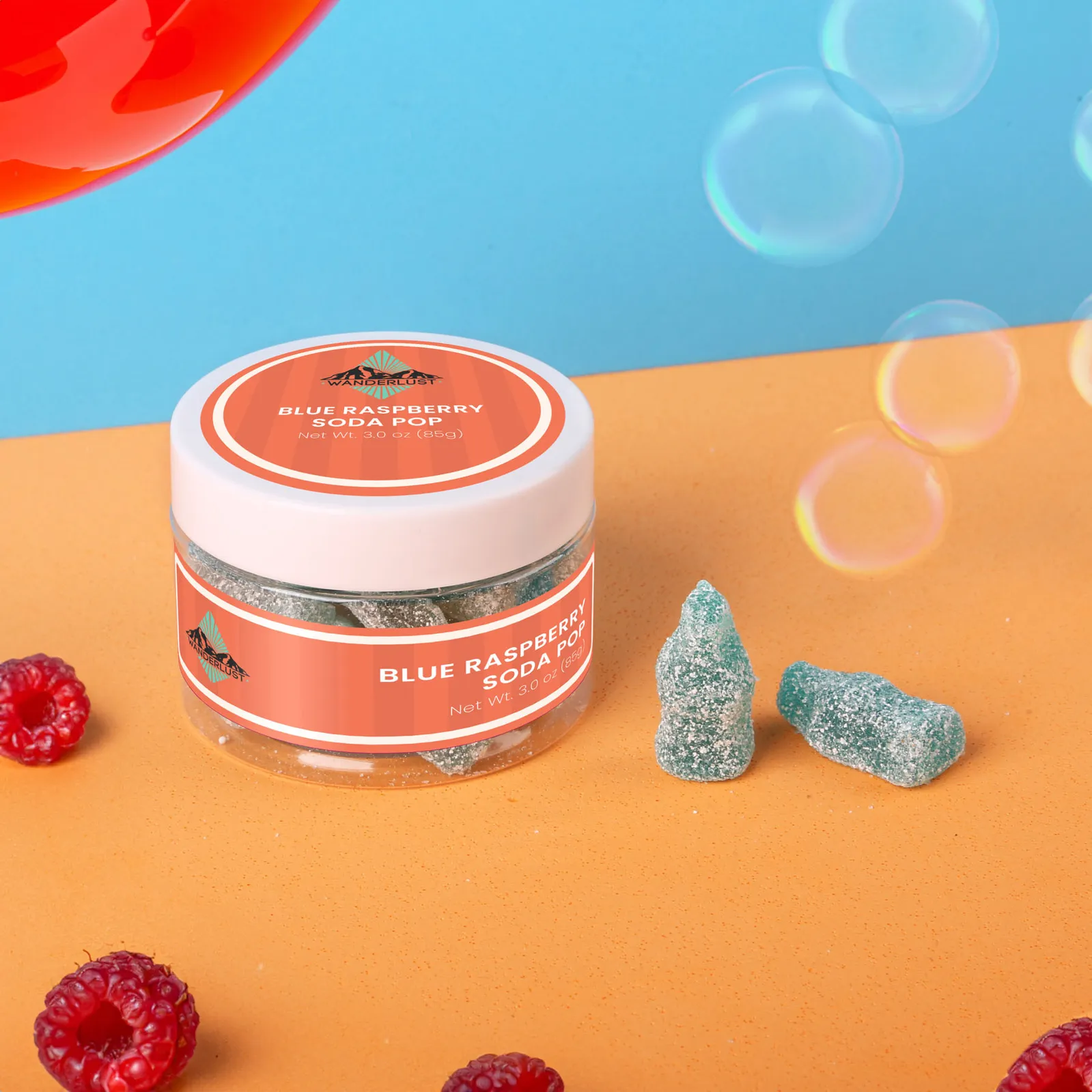 Gummy Candy Blue Raspberry Soda Bottles - 3 oz