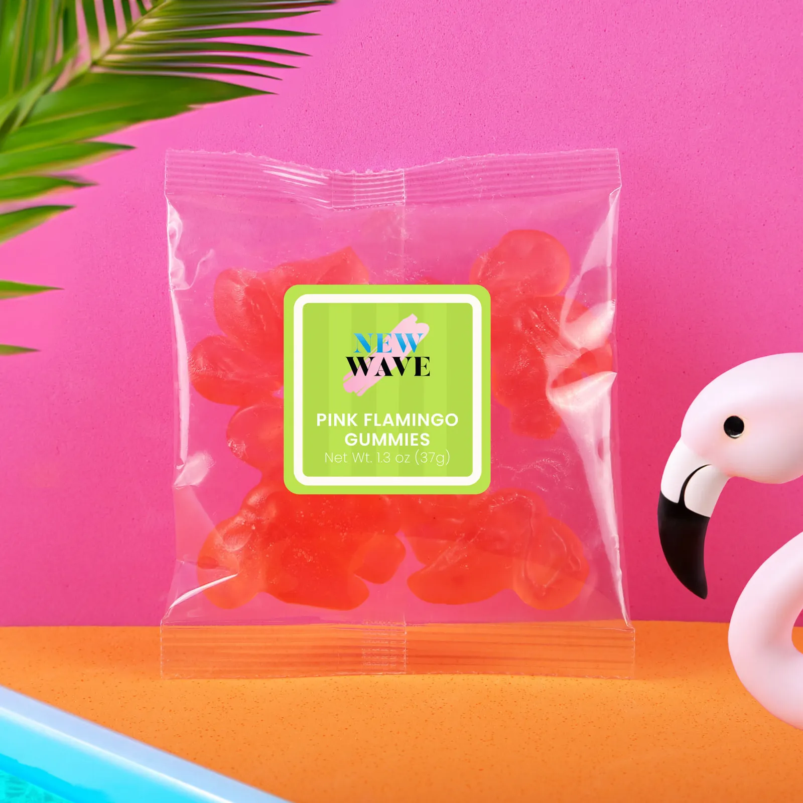 Gummy Candy Pink Flamingo Strawberry Flavor - 1.3 oz - promotional product with custom logo