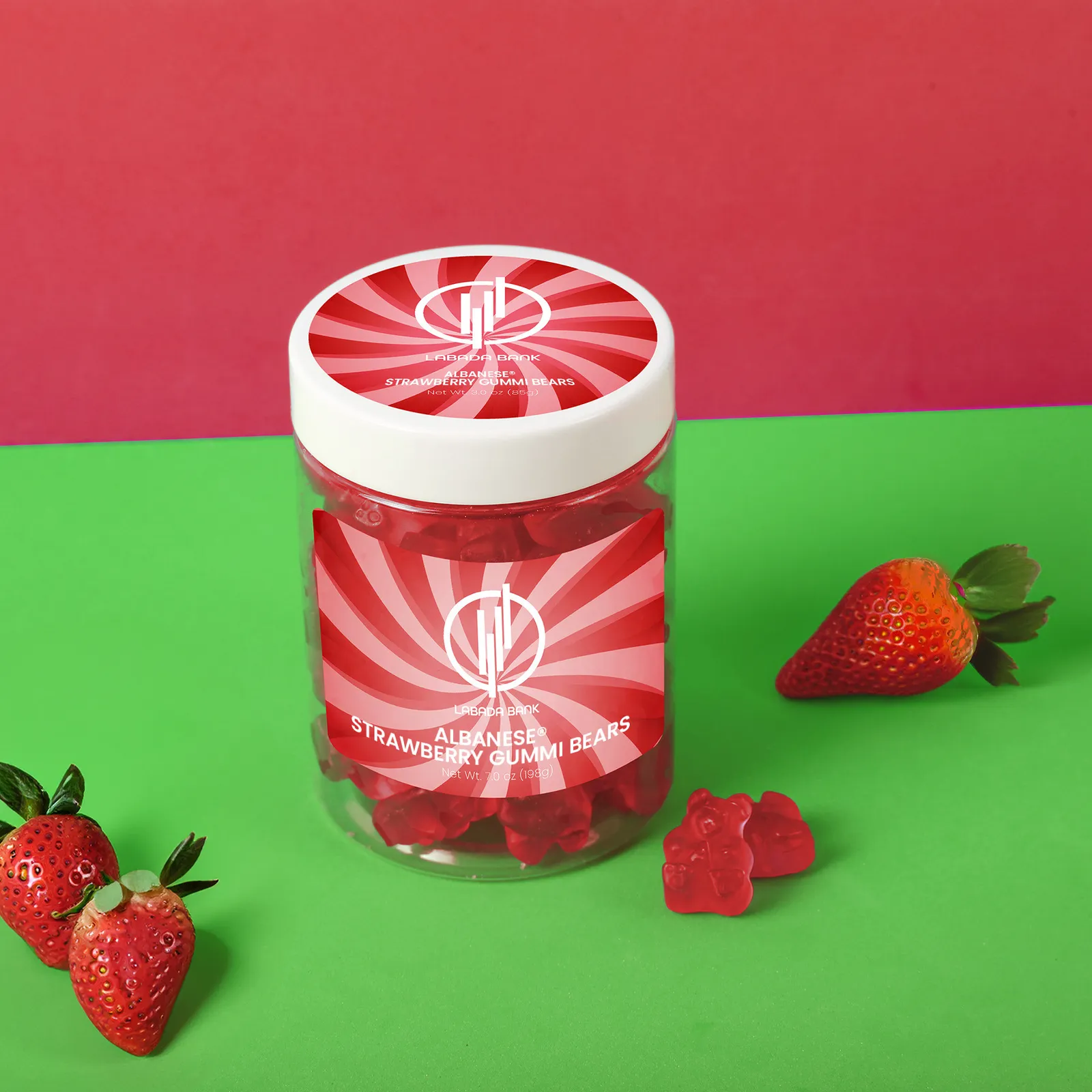 Gummy Bears Strawberry Flavored in Jar - 7 oz - product view 1