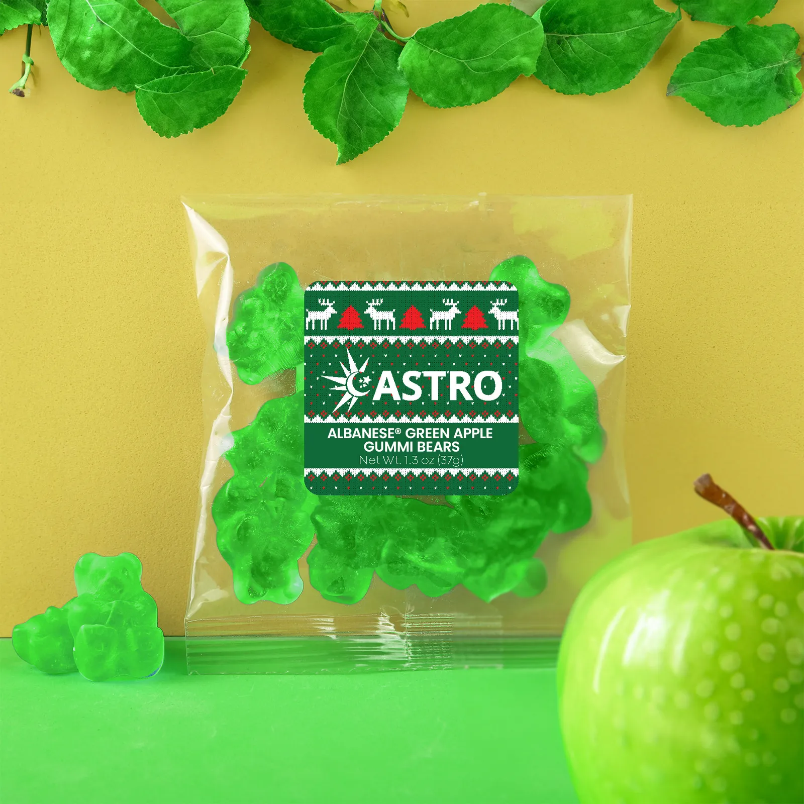 Gummy Bears Green Apple Flavored in Jar - 1.3 oz