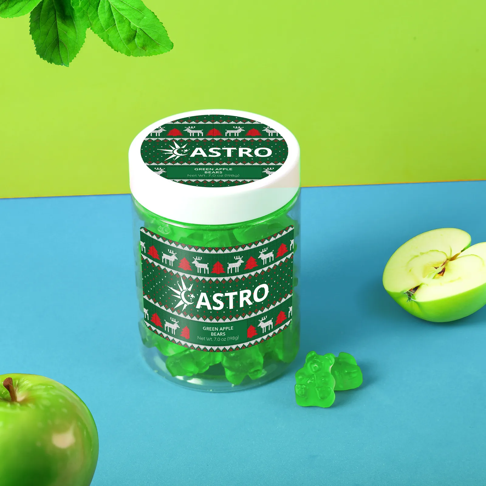 Gummy Bears Green Apple Flavored in Jar - 7 oz