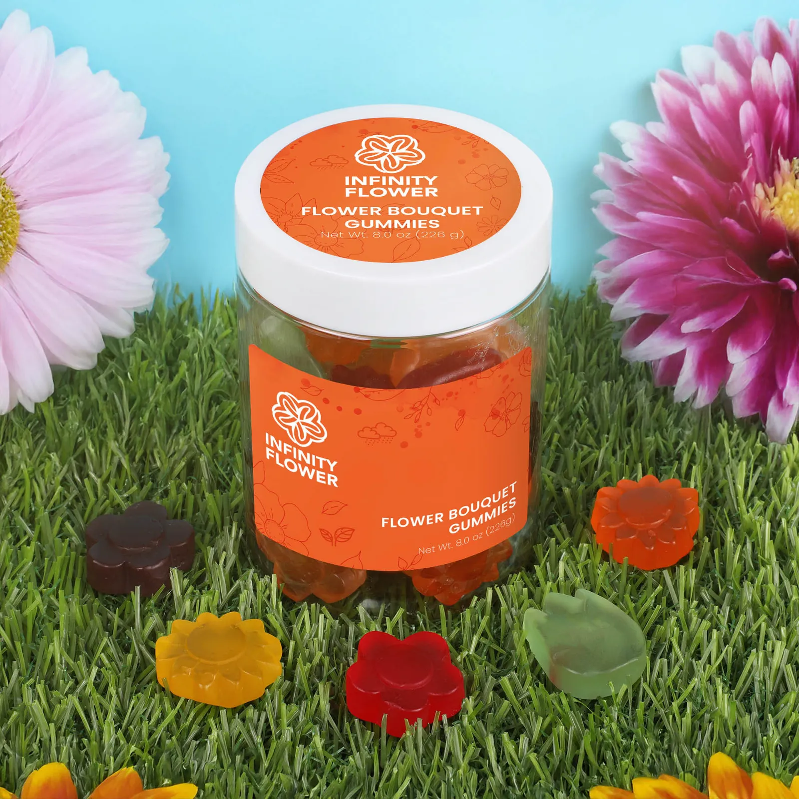 Gummy Jar Flower Shaped Fruit Flavors - 7 oz