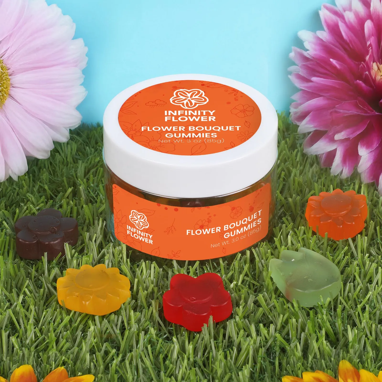 Gummy Jar Flower Shaped Fruit Flavors - 3 oz