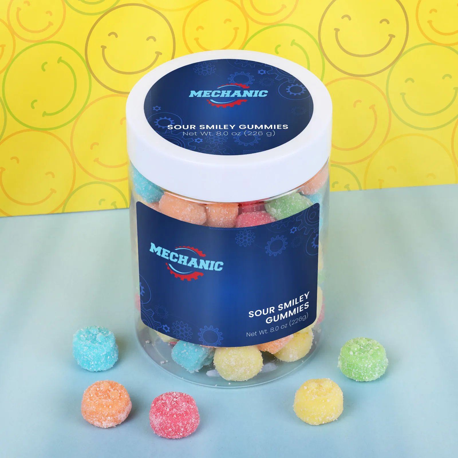 Gummy Jar Sour Smiley Face Fruit - 7 oz