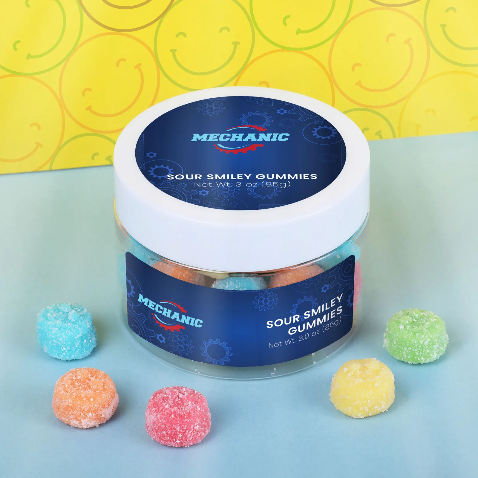 Gummy Jar Sour Smiley Face Fruit - 3 oz