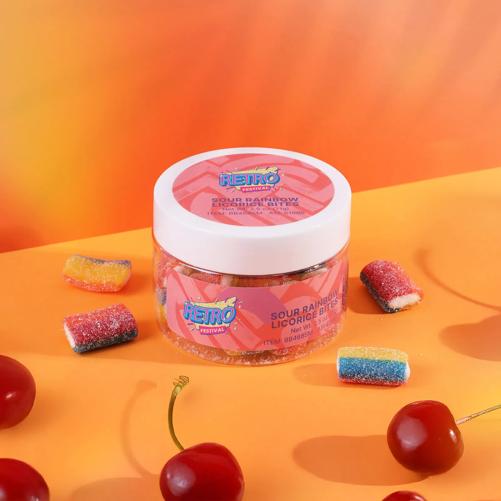 Sour Rainbow Licorice Bites Small Jar - 3 oz - product view 1