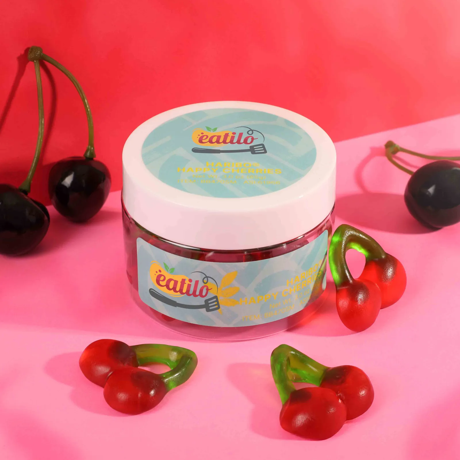 Cherry Gummy Candy Double-Cherry Shape Small Jar - 3 oz
