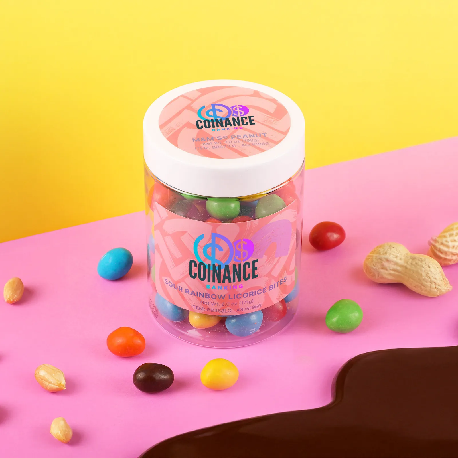 Chocolate Peanut Candy Colorful Shell Large Jar - 7 oz