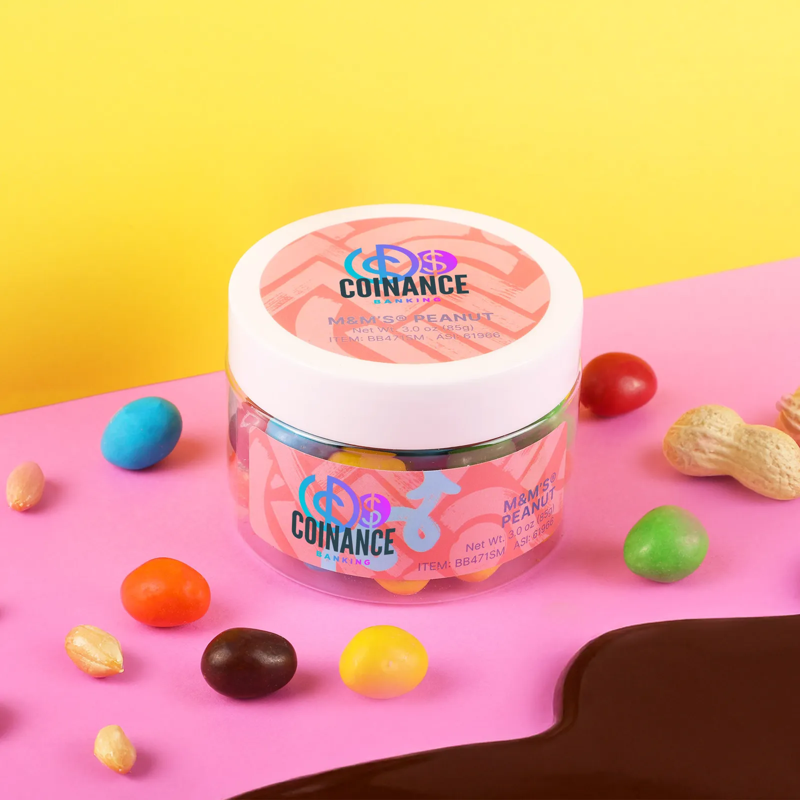 Chocolate Peanut Candy Colorful Shell Small Jar - 3 oz