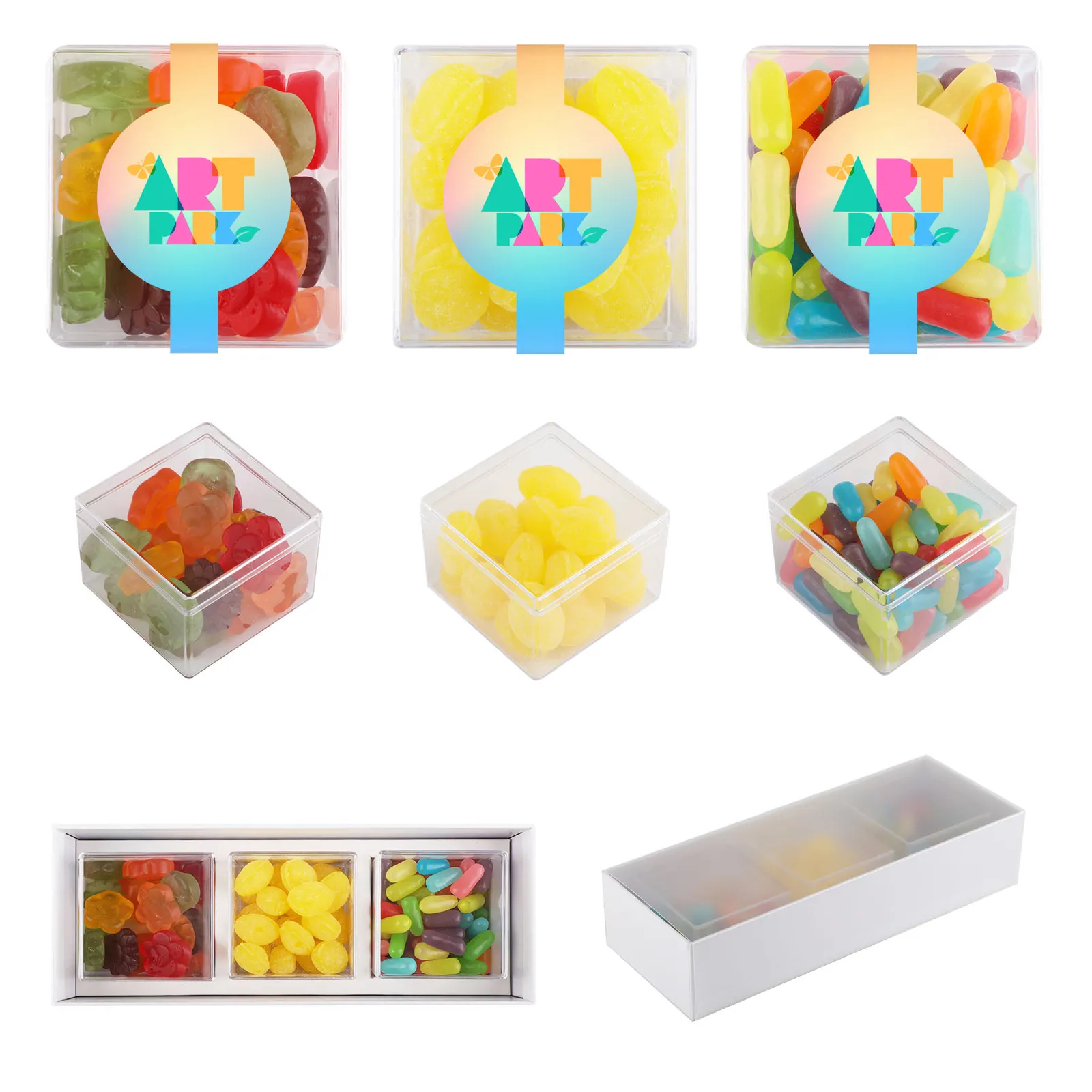 Candy Gift Set with Clear Cubes (3 Pack) - 3.8 x 10.1 x 2.1 in