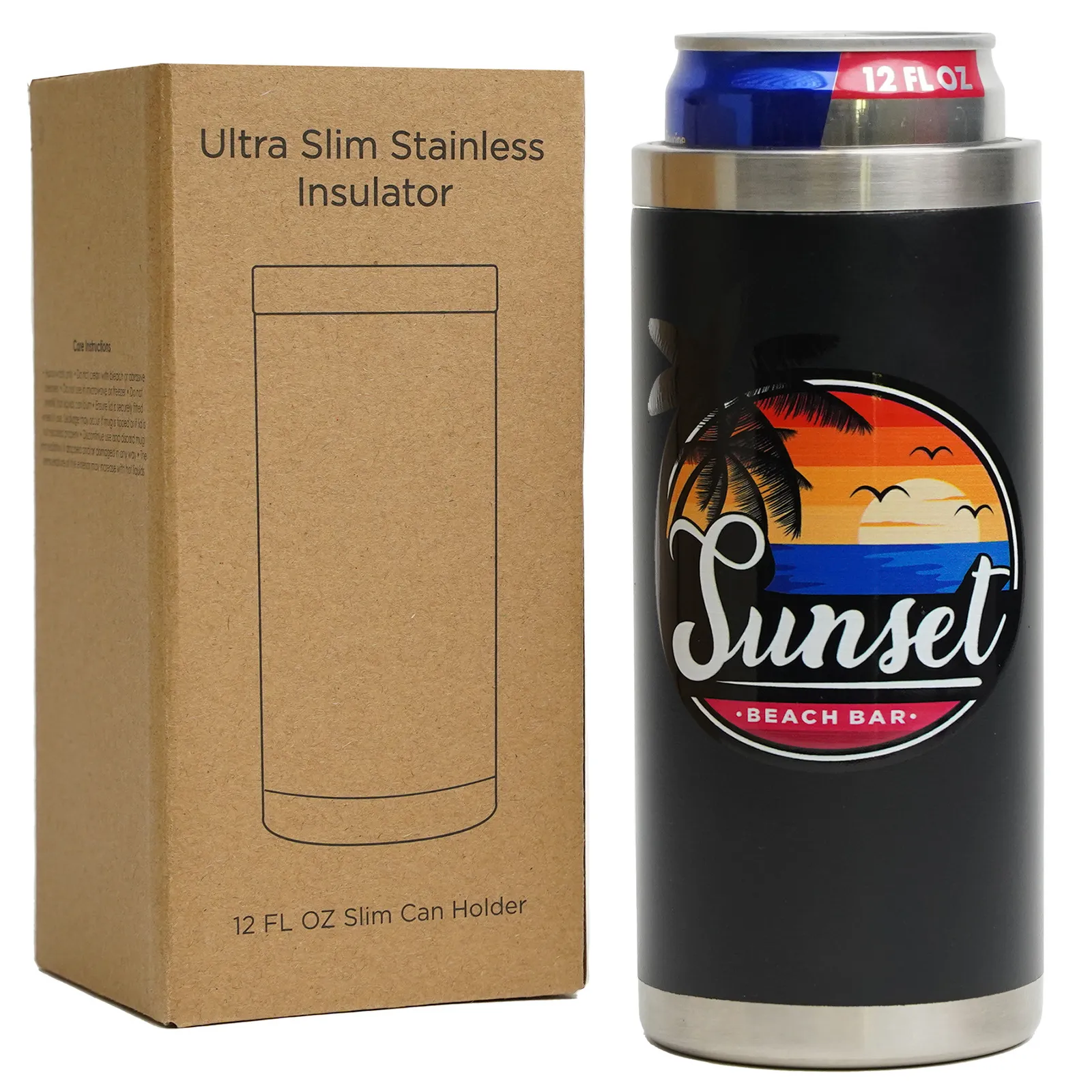 Stainless Steel Can Insulator Ultra Slim - 12 oz - product view 4