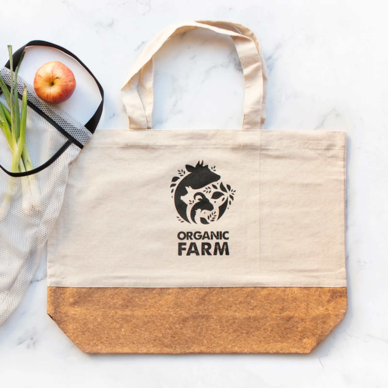 Custom Printed Linen Tote Bag with Cork Bottom