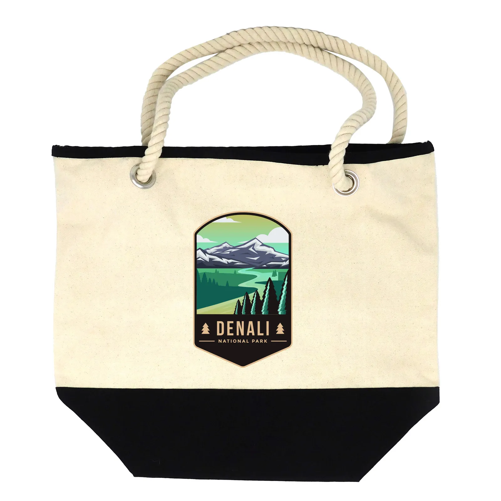 Custom Printed Cotton Beach Tote Bag with Rope Handles