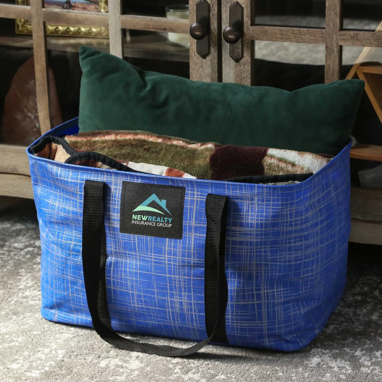 Non-Woven Collapsible Tote Bag with Wire Rim - 18 x 11.5 x 11 in - product view 3