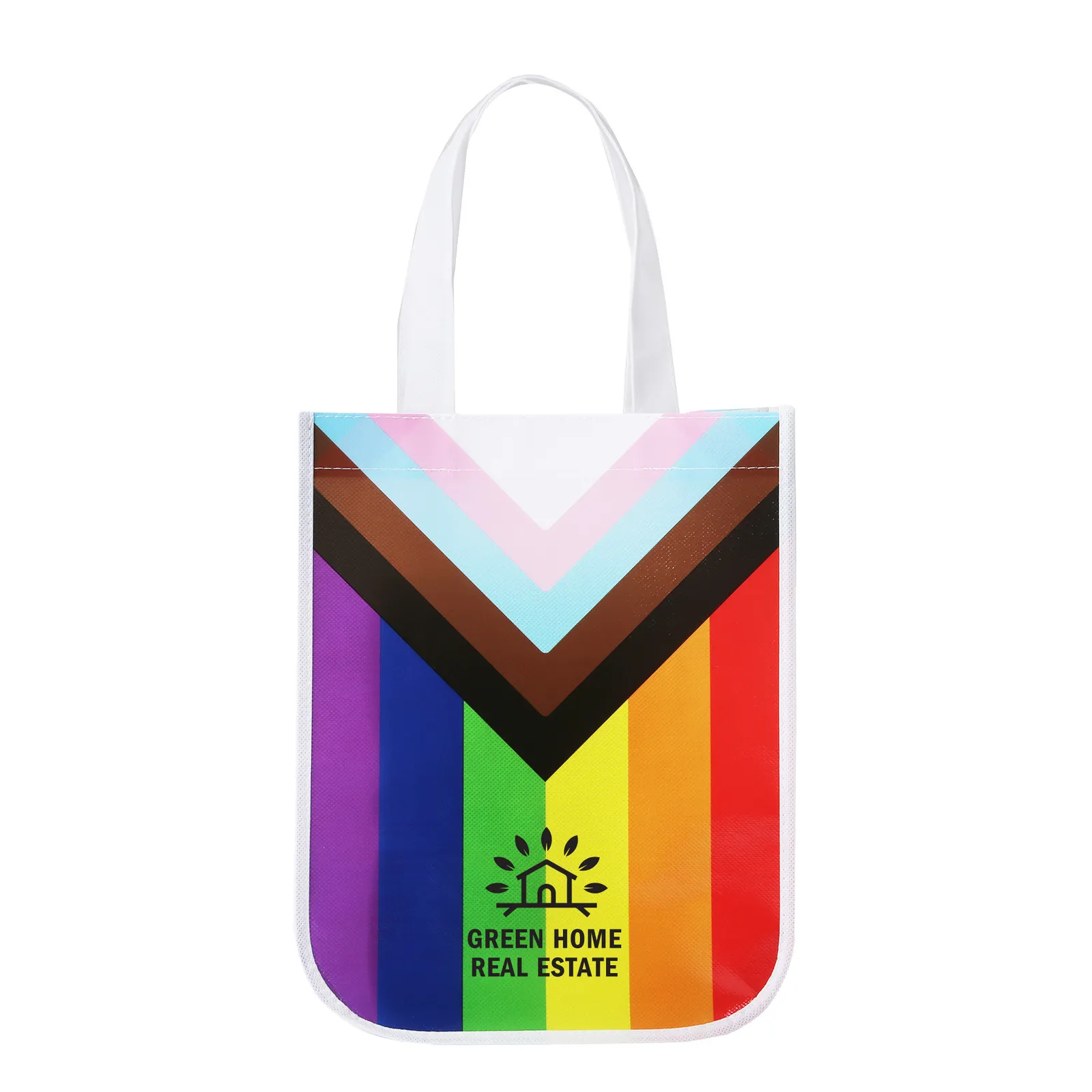 Custom Tote Bag Progress Pride Laminated - 9.25 x 11.75 in - product view 2