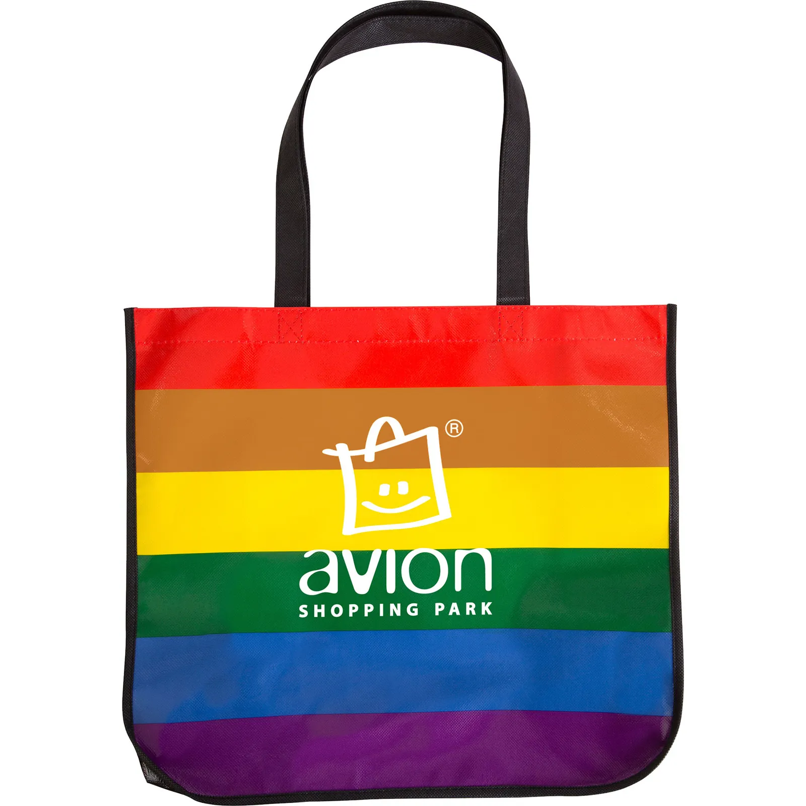 Custom Tote Bag Large Rainbow Laminated - 16.25 x 14.5 in