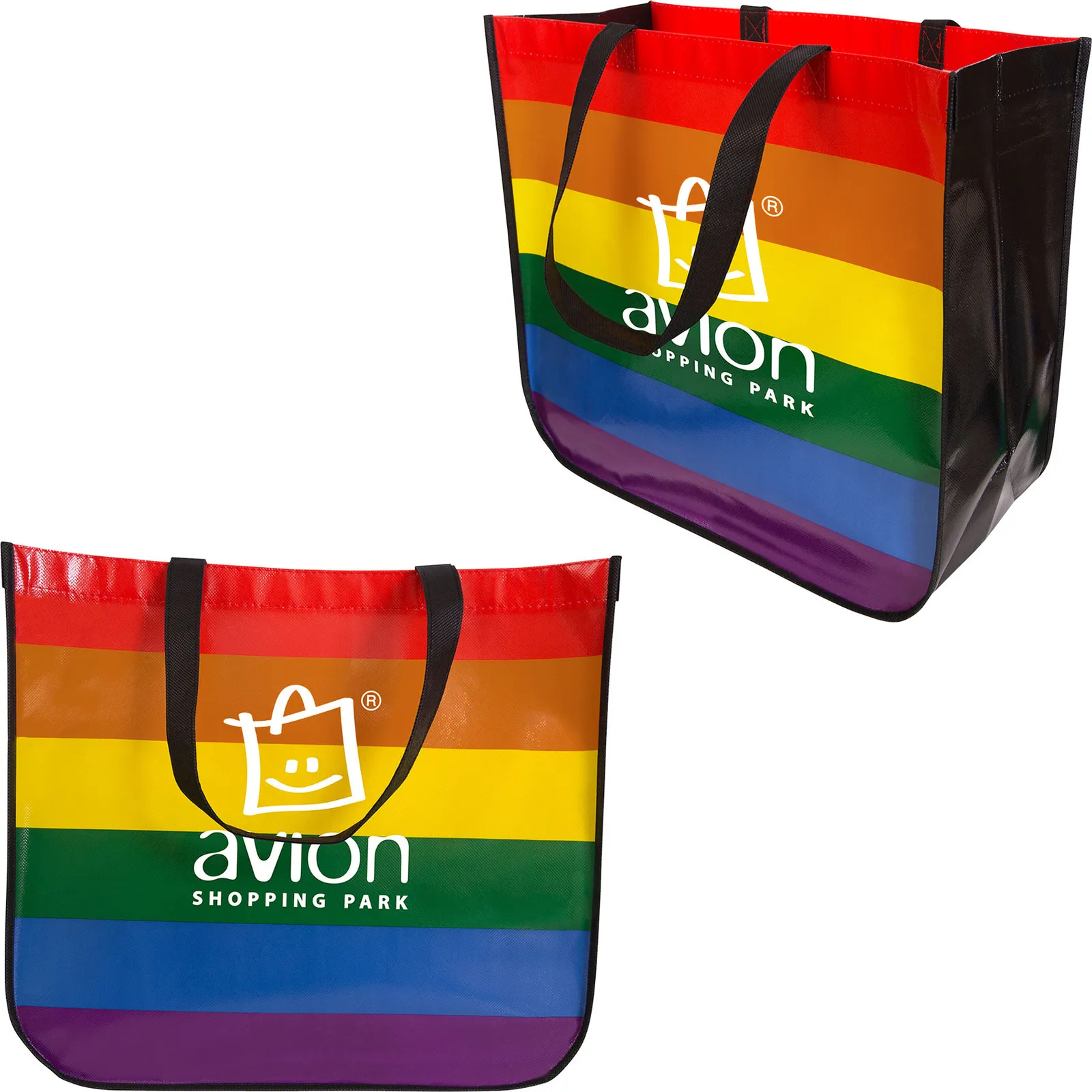 Custom Tote Bag Large Rainbow Laminated - 16.25 x 14.5 in - product view 2