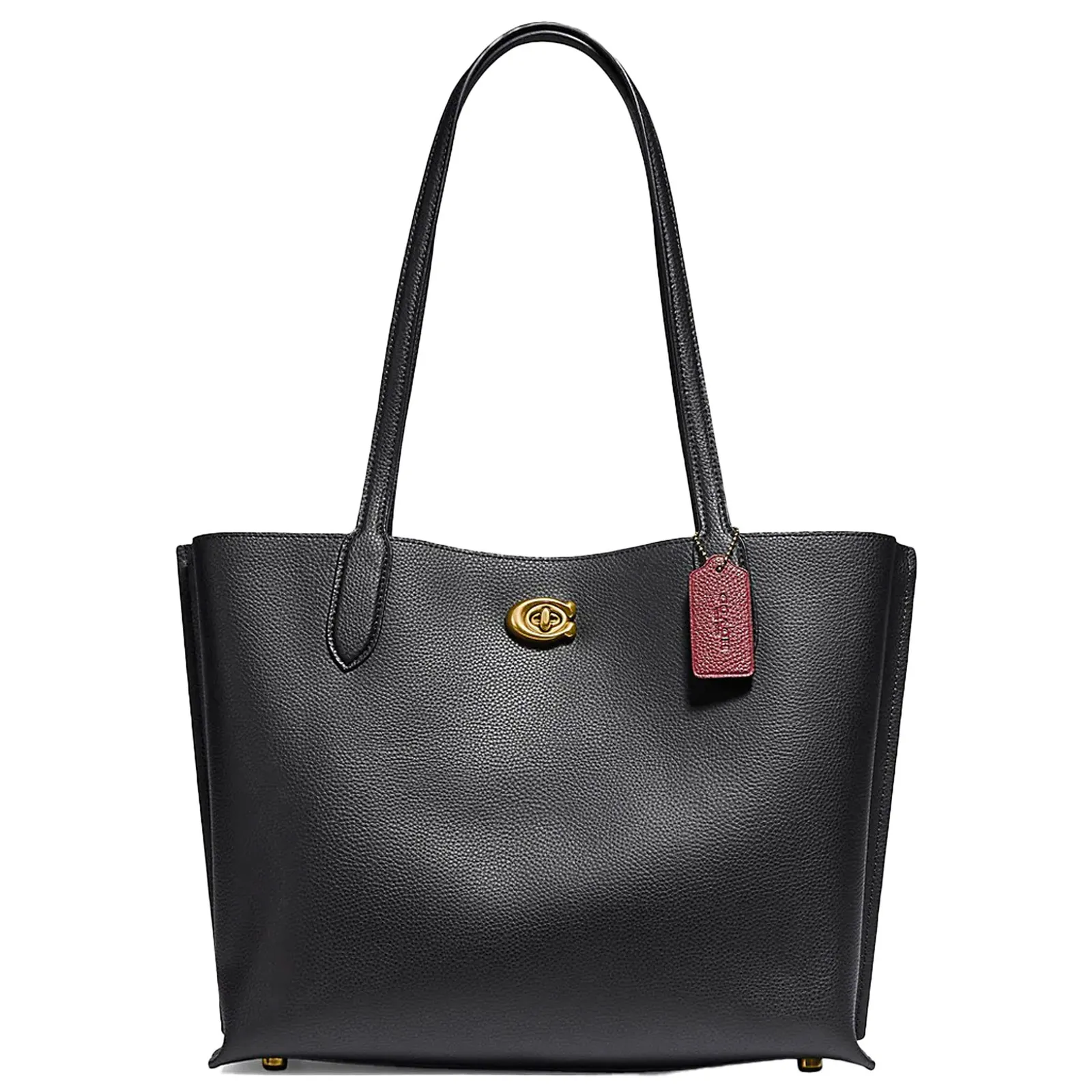 Polished Pebble Leather Tote Bag - 10.75 x 13.5 in