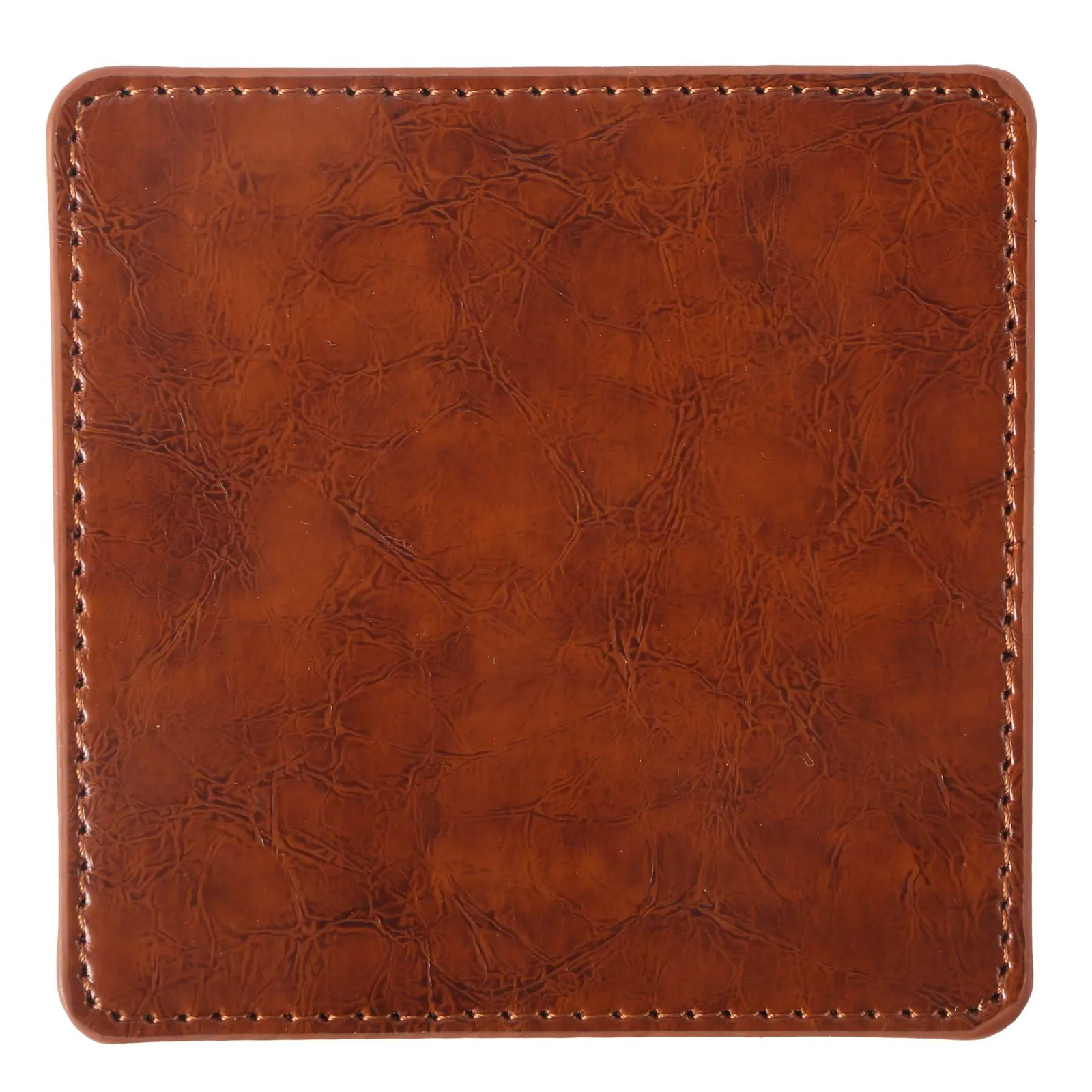Faux Leather Square Coaster Chestnut Brown - 3.5 in - product view 3