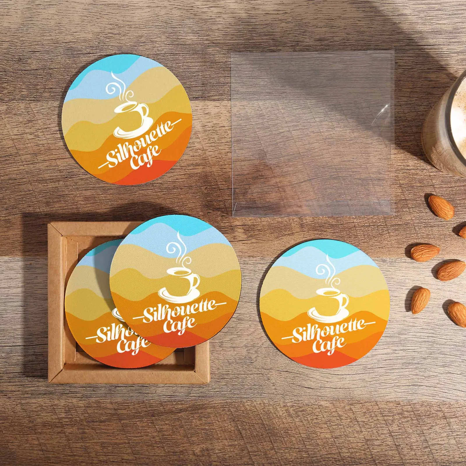 Coaster Set Recycled Polyester Round Dye Sub (4 Pack)