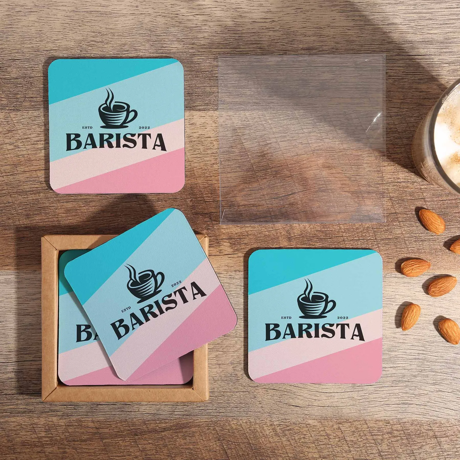 Coaster Set Recycled Polyester Square Dye Sub (4 Pack)