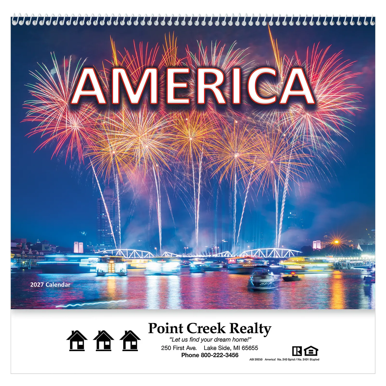 America Wall Spiral Bound - 10 3/4 x 18 1/2 in