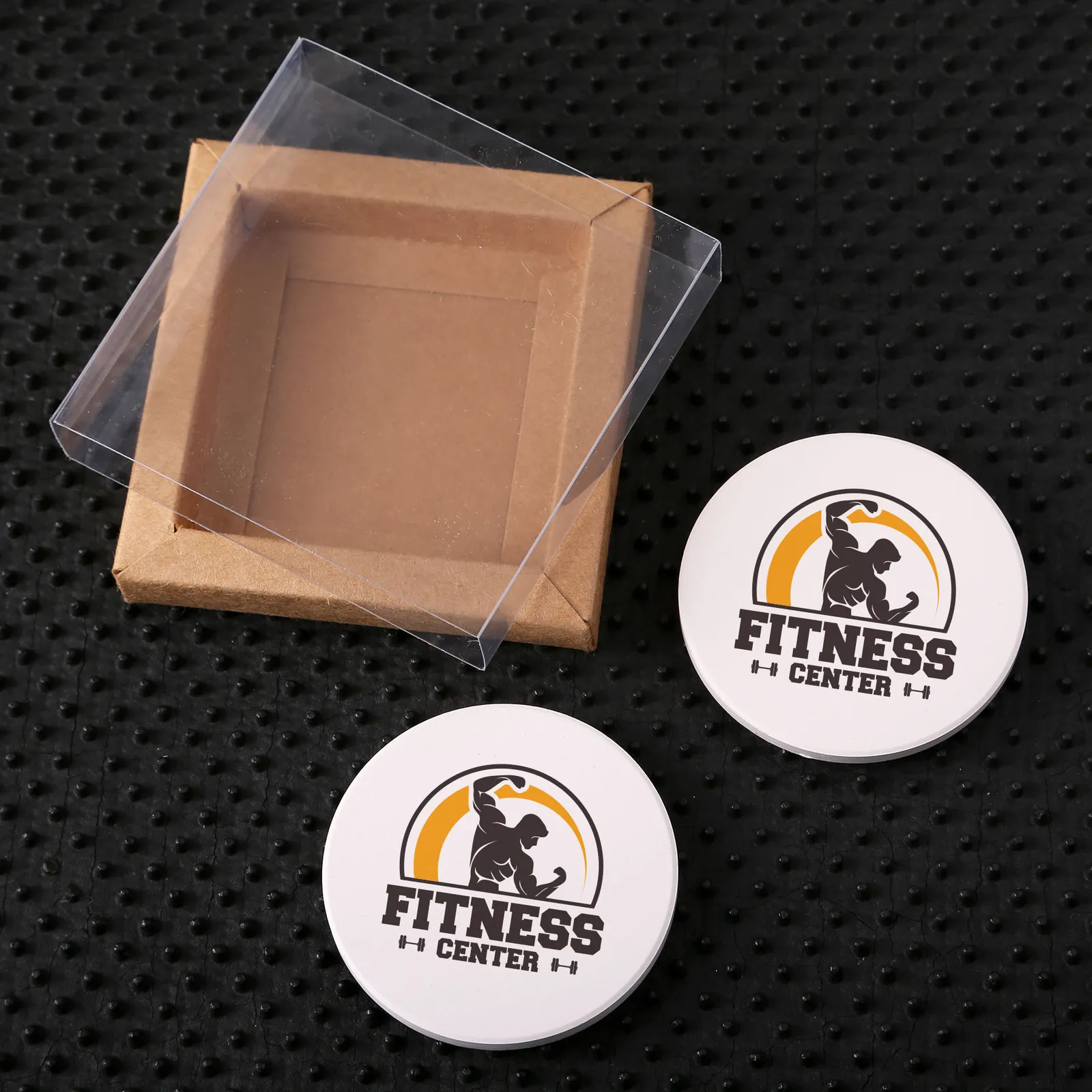 Ceramic Car Coaster Set Absorbent with Gift Box (2 Pack)