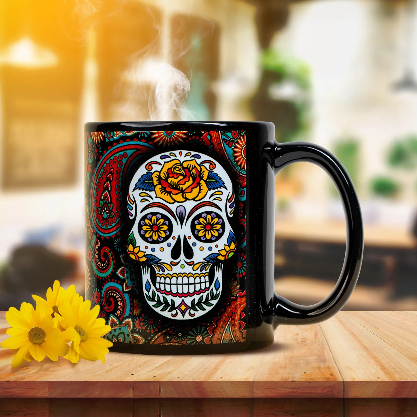Ceramic Mug Black C-Handle Full Color - 11 oz