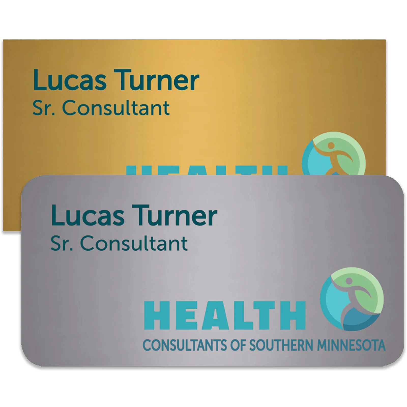 Plastic Name Badge Express Metallic - 1.5 x 3 in