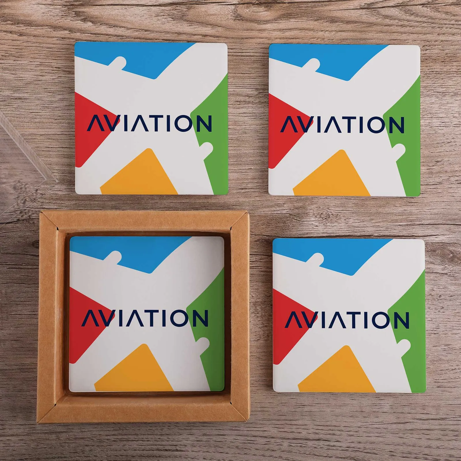 Square Ceramic Coaster Set with Gift Box - 4 Piece