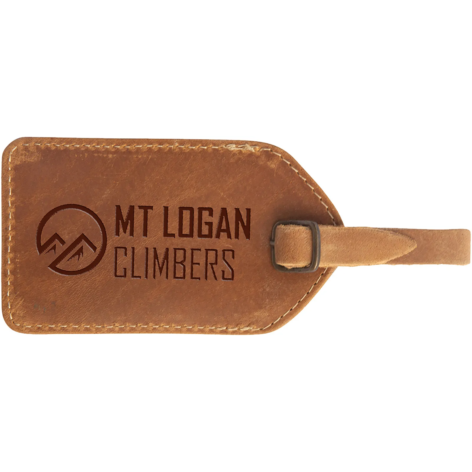 Luggage Tag Leather Buffalo Hide Double Stitched - product view 2