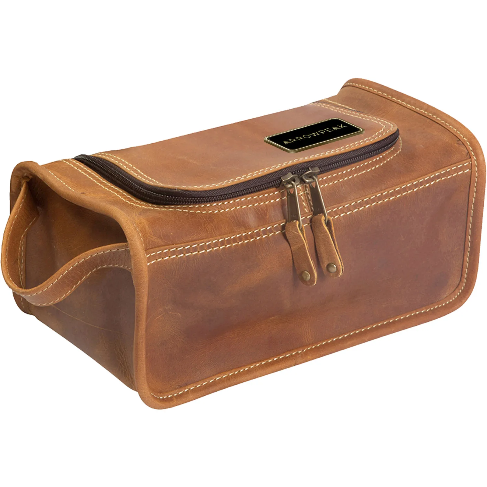 Travel Kit Bag Leather Buffalo Hide Wide Opening - product view 2