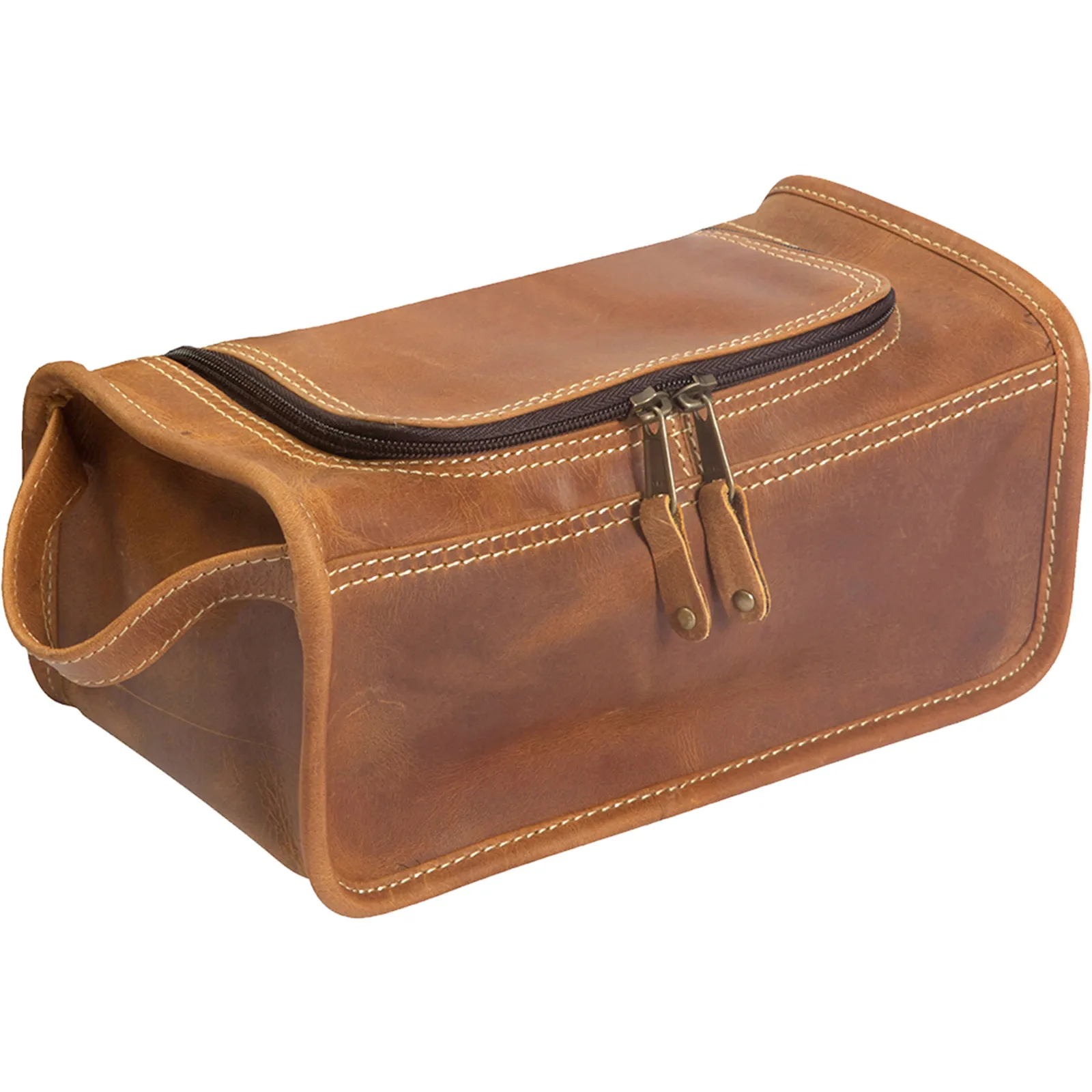 Travel Kit Bag Leather Buffalo Hide Wide Opening - product view 4