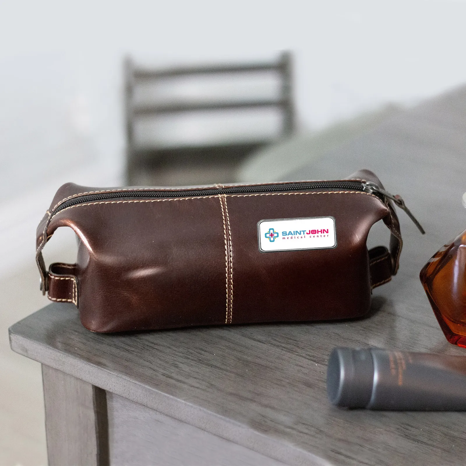 Travel Kit Bag Buffalo Leather Toiletry - 8.5 x 4.5 in - product view 2