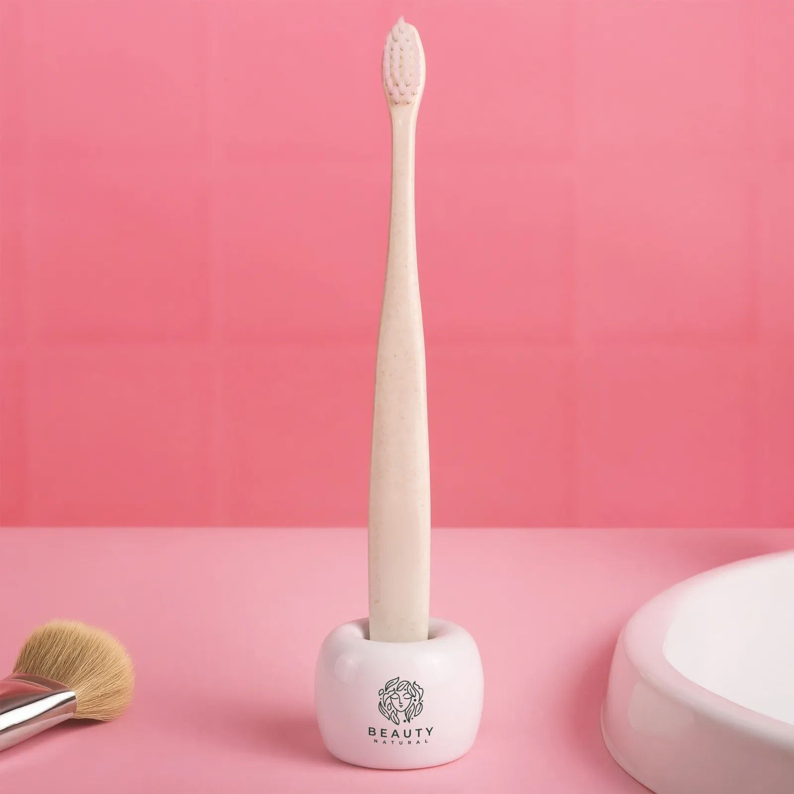 Toothbrush Holder Ceramic Single Minimalist - 1.6 x 1.1 in