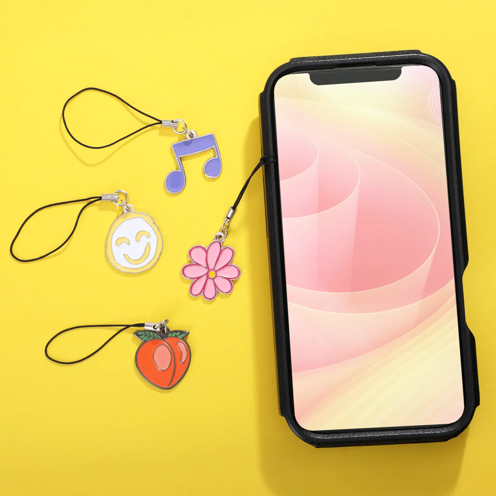 Phone Charm Diestruck Zinc with String - 1 in - promotional product with custom logo