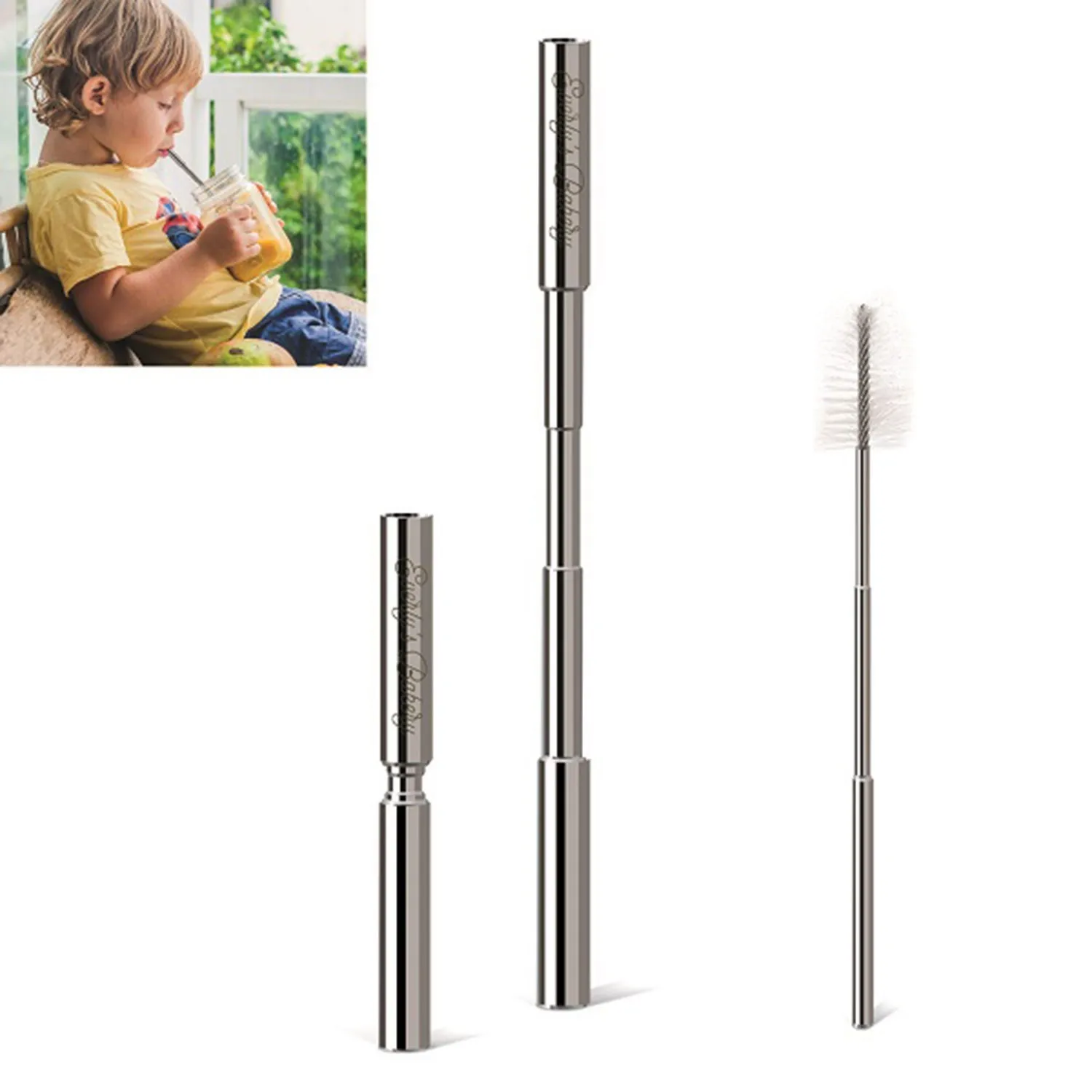 Expandable Stainless Steel Straw with Carrying Case