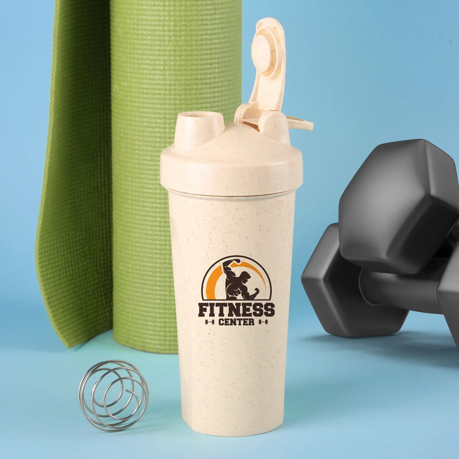 Wheat Straw Shaker Bottle with Carry Loop - 20 oz