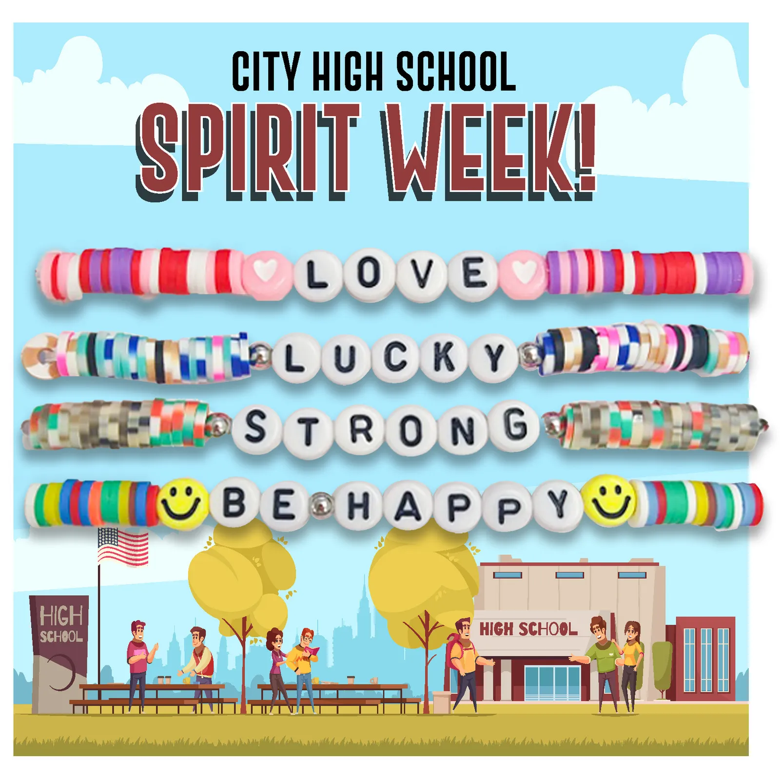 Friendship Bracelets with Custom Print Card (4 Pack)