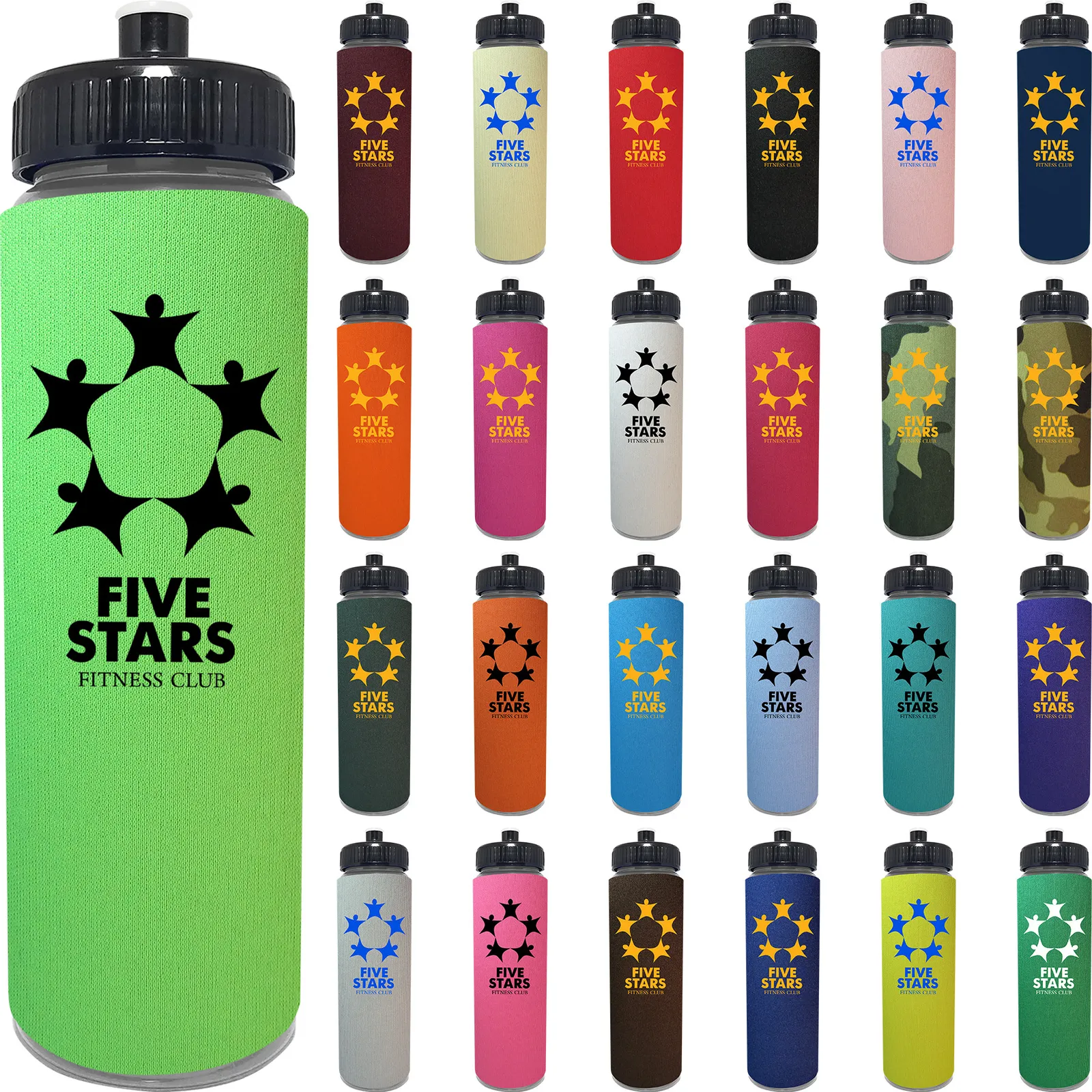 Water Bottle with One Color Foam Sleeve - 25 oz